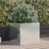 vidaXL Planter Silver Stainless Steel Medium Decorative Inlays Planter
