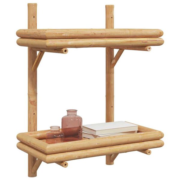 vidaXL Wall Shelf with Shelf Wall-mounted Brown 45 x 26 x 60 cm bamboo