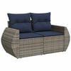 vidaXL 6 Piece Patio Sofa Set with Cushions Gray Poly Rattan Acacia
