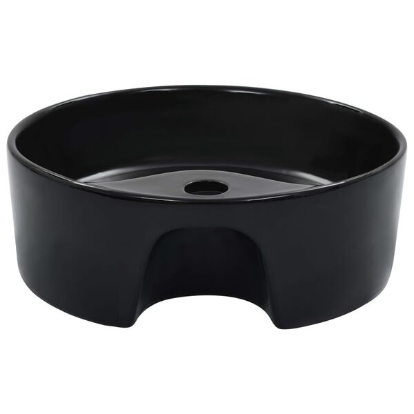 vidaXL Wash Basin with Overflow 14.2x5.1" Ceramic Black