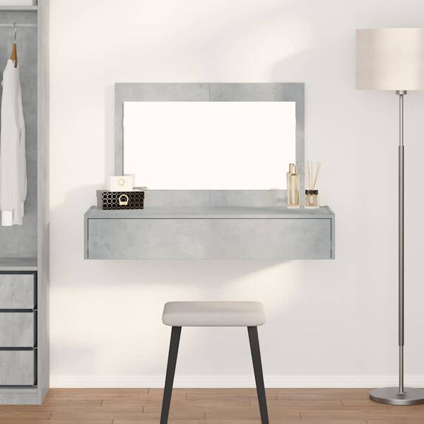 vidaXL Dressing Table Grey 39.37 x 15.75 x 27.56 in Engineered Wood