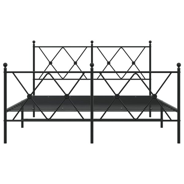 vidaXL Bed Frame Black Steel Double Bed Frame Rectangular
