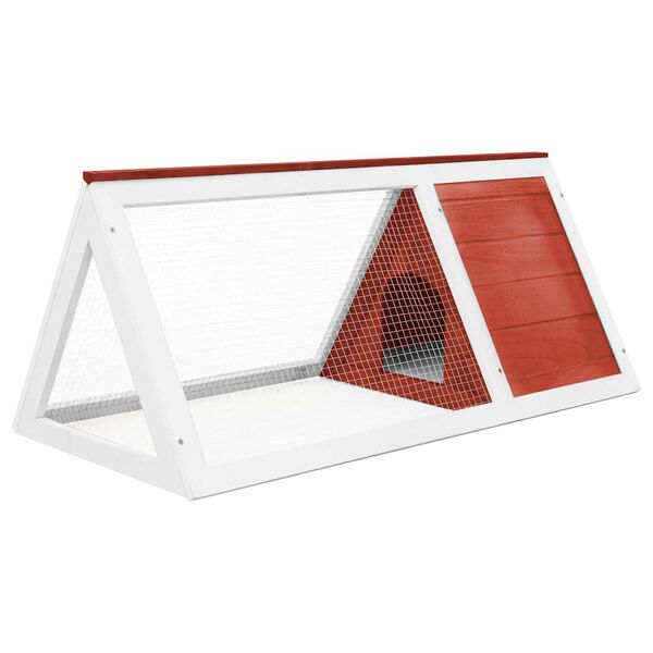 vidaXL Animal Cage Red and white Fir wood, Plywood, Iron