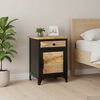 vidaXL Bedside Cabinet Black and brown Solid mango wood Compact