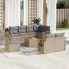 vidaXL Garden Sofa Set Beige PE Rattan Large Adjustable Feet