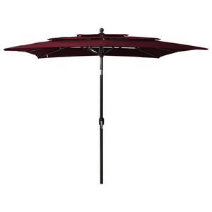 vidaXL Parasol Bordeaux Red Polyester Large Collapsible Sunshade