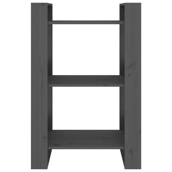vidaXL Book Cabinet Grey Solid pine wood Medium Book Cabinet