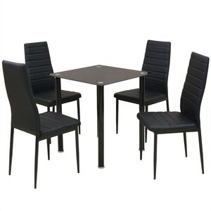 vidaXL Dining Table And Chairs Black Powder-coated steel frame 5-piece set