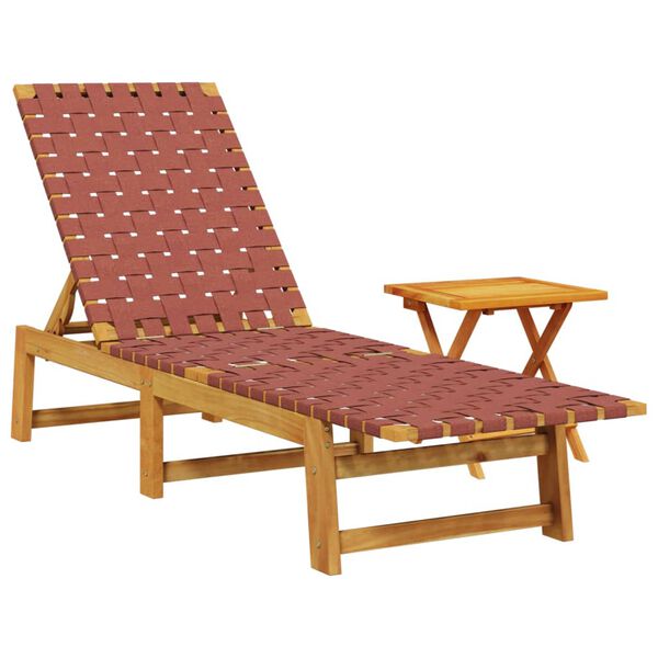 vidaXL Sun Lounger Red Solid Acacia wood Standard Sun Lounger