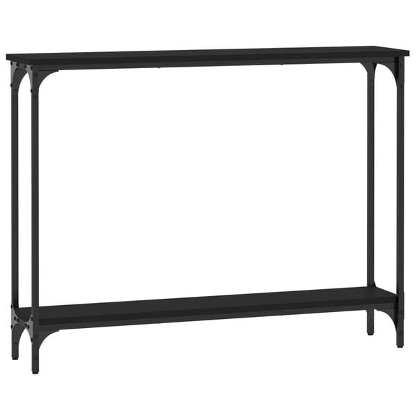 vidaXL Console Table Black Engineered wood, metal 39.4x8.9x29.5 in