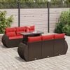 vidaXL 7 Piece Patio Sofa Set with Cushions Brown Poly Rattan Acacia