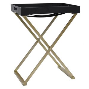 vidaXL Folding Table Gold and black MDF and iron 18.9x13.4x24.0 in