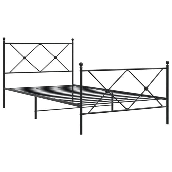 vidaXL Bed Frame Black Steel Single Bed Frame Rectangular