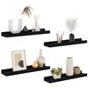 vidaXL Wall Shelf Set of 4 Black MDF Medium Wall mounting Wall Shelf