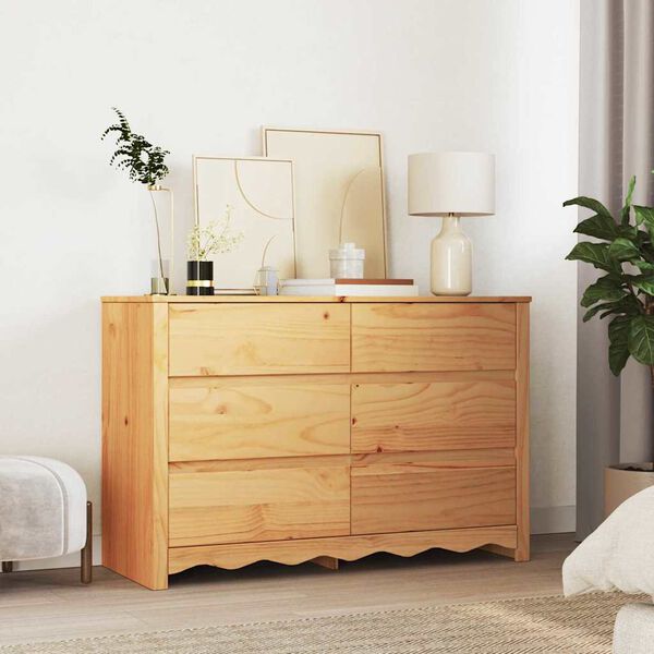 vidaXL Chest of Drawers Drammen Oak 111 x 43 x 73.5 cm Solid Pine wood