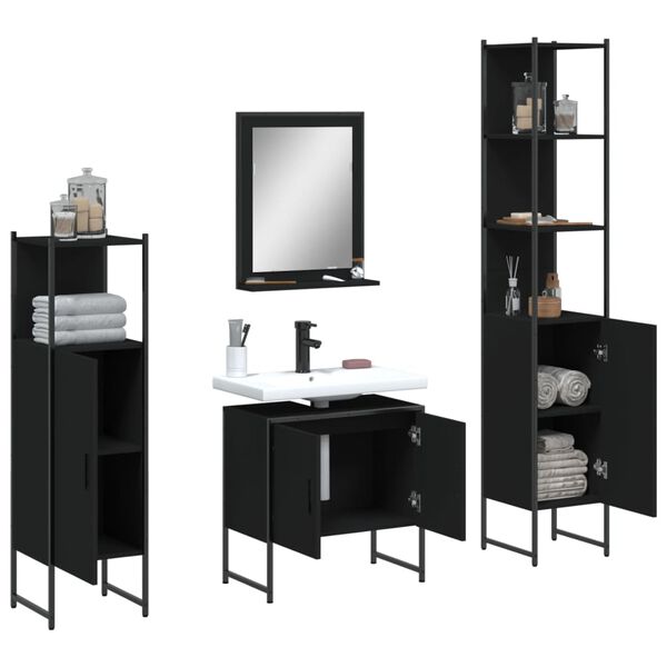 vidaXL Bathroom Cabinet Set Black