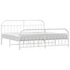 vidaXL Bed Frame White Powder-Coated Steel Double Bed Frame