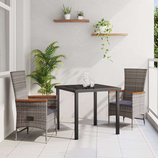 vidaXL Garden Dining Set with Cushion 5 pcs Gray Poly rattan
