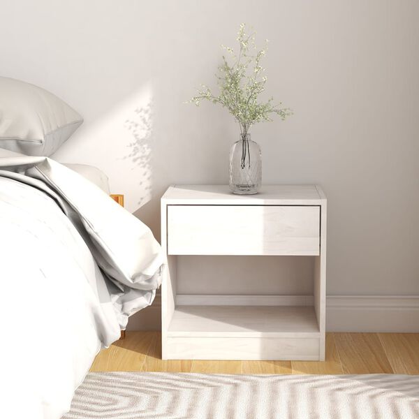 vidaXL Bedside Cabinet Set of 2 White Solid pinewood Small