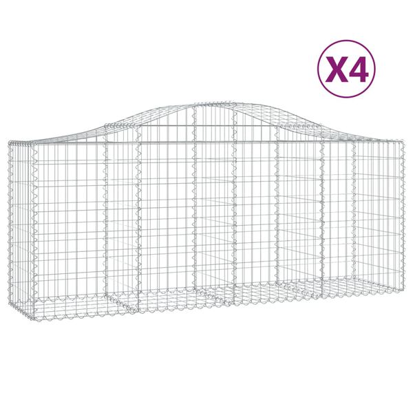 vidaXL Gabion Basket Set of 4 Silver Galvanized iron Large
