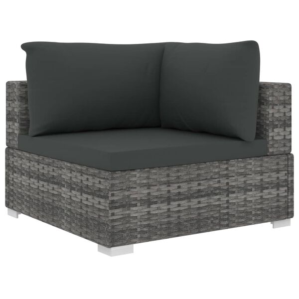 vidaXL Garden Lounge Set Grey PE Rattan, Powder-Coated Steel Modular