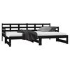 vidaXL Pull-out Day Bed Black Solid pine wood 2x Convertible Furniture
