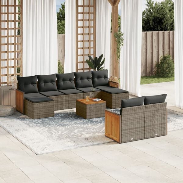vidaXL Garden Sofa Set Grey table and sofas, dark grey cushions