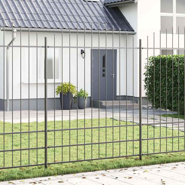 vidaXL Garden Fence Grey 66.93 x 88.58 in Powder-Coated Steel