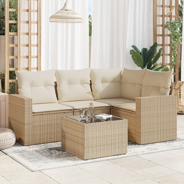vidaXL Garden Sofa Set Beige, Cream White