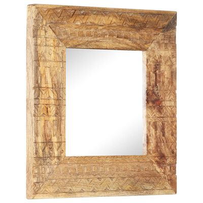 vidaXL Hand-Carved Mirror 19.7"x19.7"x1" Solid Mango Wood