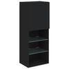 vidaXL TV Cabinet Black Engineered wood, glass Medium Wall mounting
