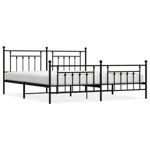 vidaXL Bed Frame Black Steel Full Bed Frame Rectangular Industrial