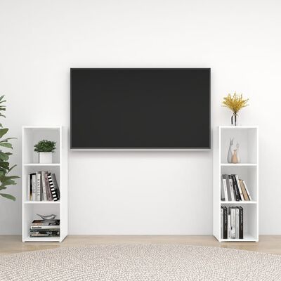 vidaXL TV Cabinets 2 pcs White 42.1"x13.8"x14.6" Chipboard