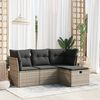 vidaXL Garden Sofa Set Grey PE Rattan Medium Adjustable Feet