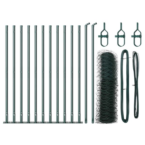 vidaXL Fence Post Green 82.02 x 1.31 ft (1.97 in mesh) Steel and PVC