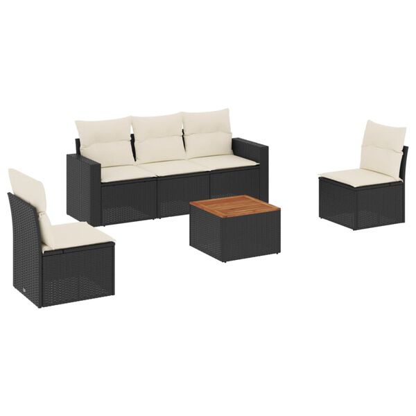 vidaXL Garden Sofa Set Black and Brown