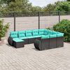 vidaXL 11 Piece Garden Sofa Set with Cushions Black Poly Rattan