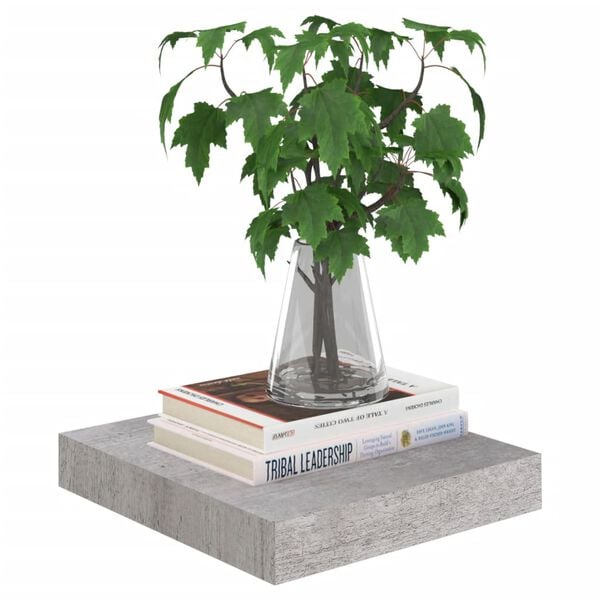 vidaXL Wall Shelf Set of 4 Concrete Grey Honeycomb MDF, Metal Frame