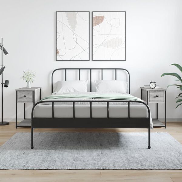 vidaXL Bedside Cabinet Set of 2 Grey Sonoma Engineered wood, iron