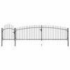 vidaXL Patio Fence Gate with Spear Top 16.4x3.3' Black