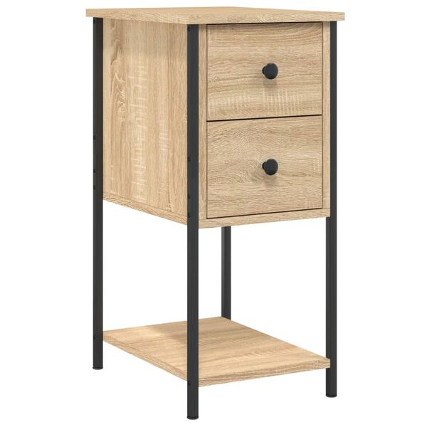 vidaXL Bedside Cabinet Sonoma Oak Engineered wood, Iron Compact