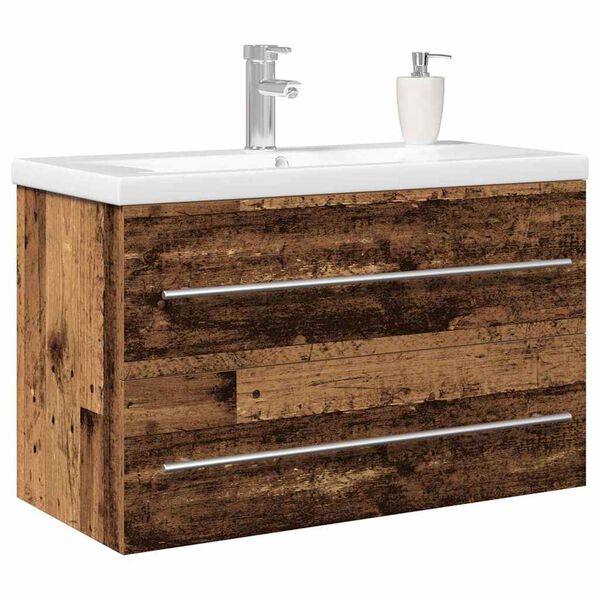 vidaXL Bathroom Sink Cabinet 2 pcs Old Wood 31.50 x 15.16 x 18.90 in