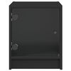 vidaXL Nightstand Black Engineered wood, glass 13.8 x 14.6 x 16.5 in