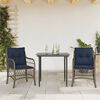vidaXL Bistro Set Grey and navy blue PE Rattan and Steel 3 Piece