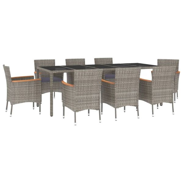 vidaXL Patio Dining Set Set of 8 Grey