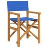 vidaXL Director's Chair Blue Solid Teak Wood, Polyester Fabric Medium