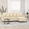 vidaXL 3-Seater Sofa with Footstool Cream 70.9" Fabric