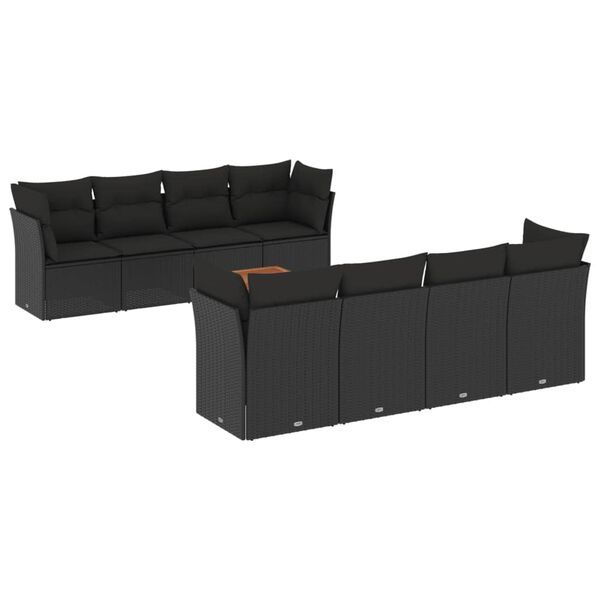vidaXL Garden Sofa Set Black PE Rattan Large Modular Garden Sofa Set