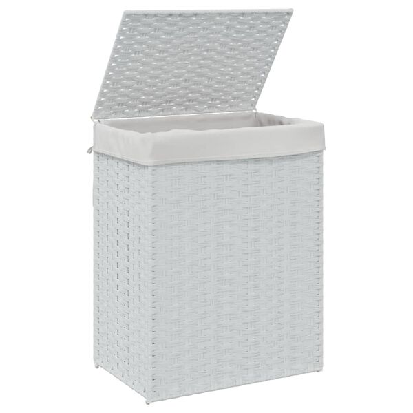 vidaXL Laundry Basket with Lid White 18.1x13.0x23.6" Poly Rattan
