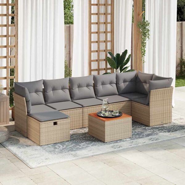 vidaXL Garden Sofa Set Beige, Light Grey